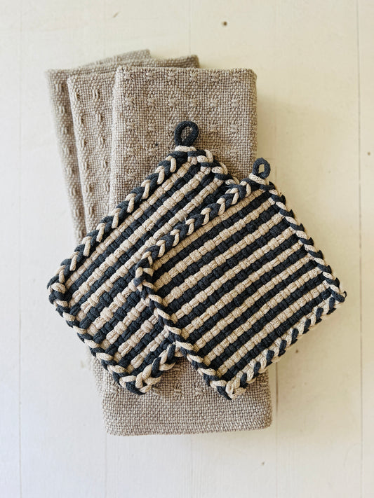 Stripe Black & Flax Trivet