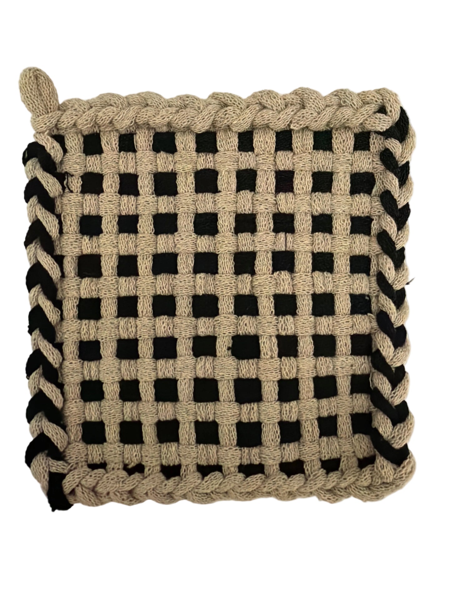 Lattice black & Flax Potholder