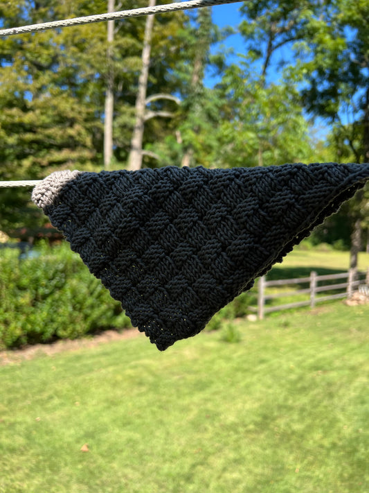 Basket Weave Washcloth Black