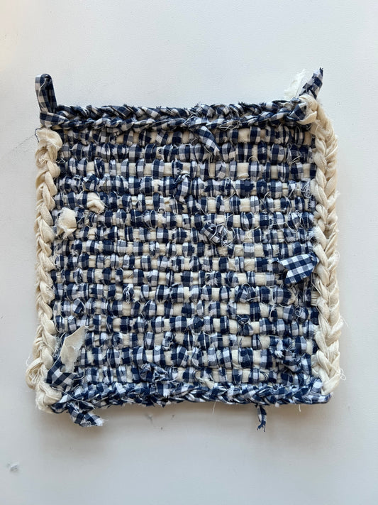 Rag Trivet Navy Square