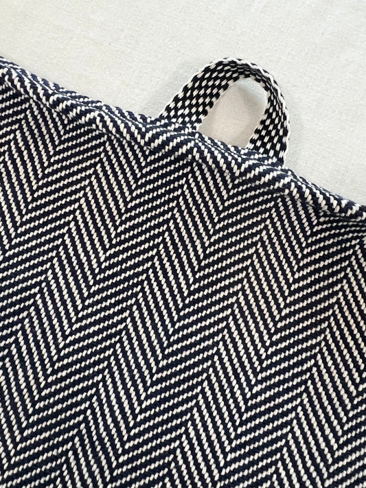 Dark Navy & Winter Herringbone long Towel/Tabletop